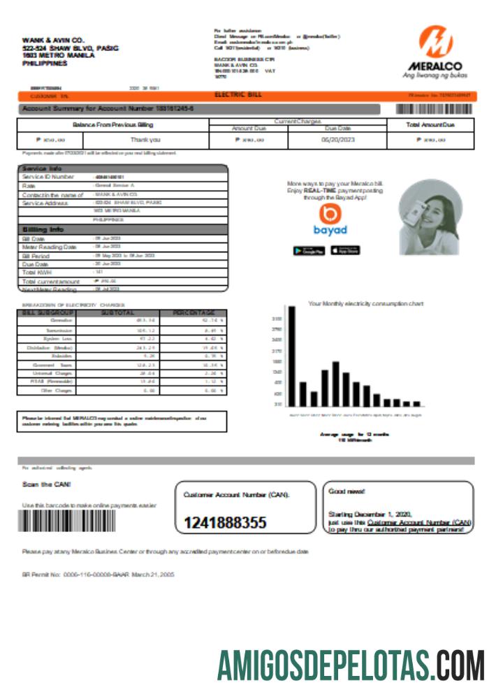 Projeto de lei de serviços públicos de eletricidade da Meralco Filipinas, SCR1 modelo